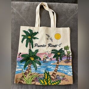 Puerto Rico Tote Bag with Tropical Print